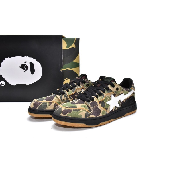 PKGoden A Bathing Ape Bape Sk8 Sta Low Green Camouflage,11G70-109-0017