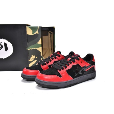 PKGoden A Bathing Ape Bape Sta Low Black Red,1G70-109-0015