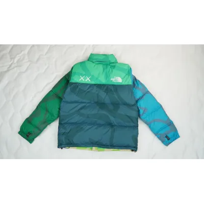 clothes - LJR The North Face x KAWS Youth Retro 1996 Nuptse Jacket KW Safety Green Nuptse Print 02
