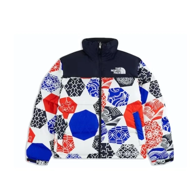 clothes - LJR The North Face 1996 Retro Nuptse IC Geo Print Jacket Blue 01