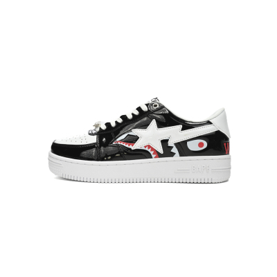 Special Sale A Bathing Ape Bape Sta Low Black and White Shark 1H30-191-009