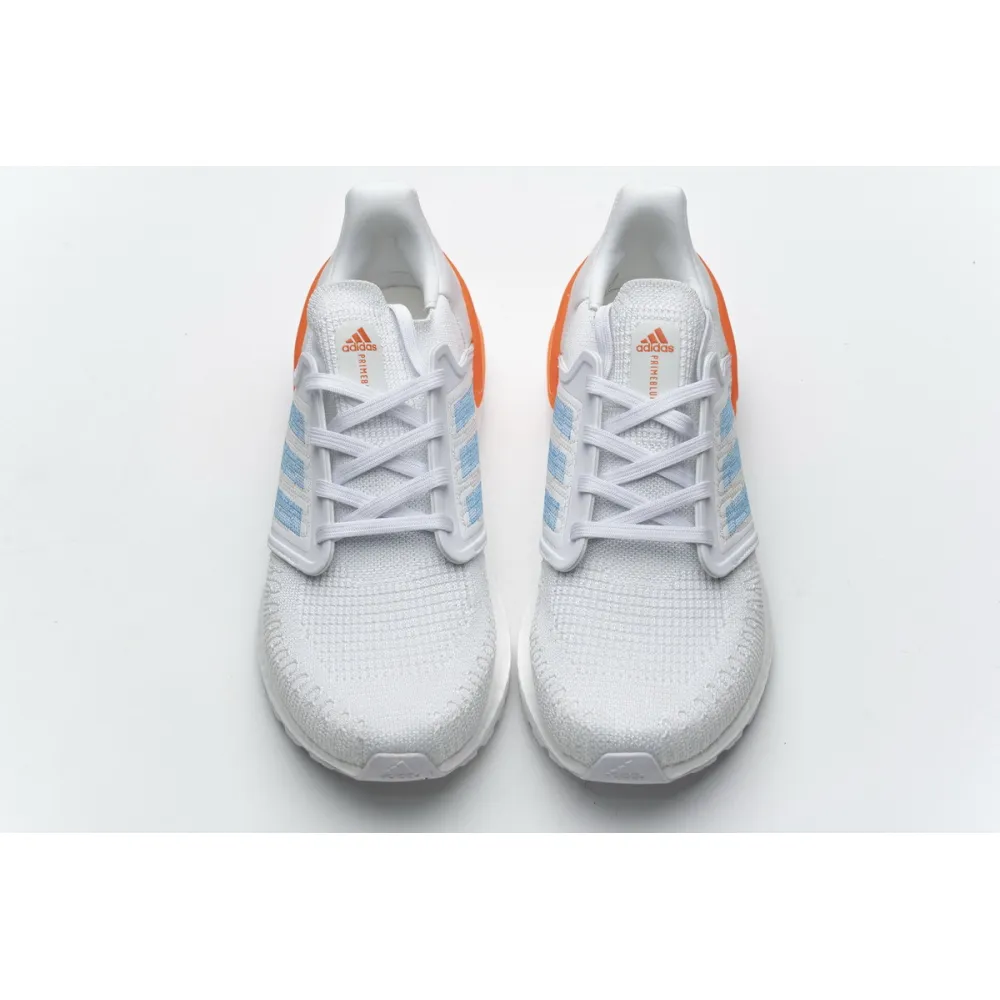 Adidas Ultra Boost 20 White Sharp Blue True Orange EG0768