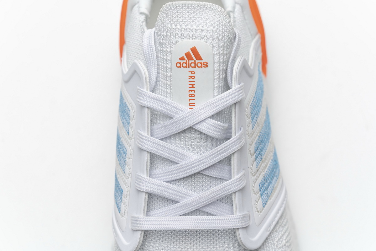 Adidas Ultra Boost 20 White Sharp Blue True Orange EG0768