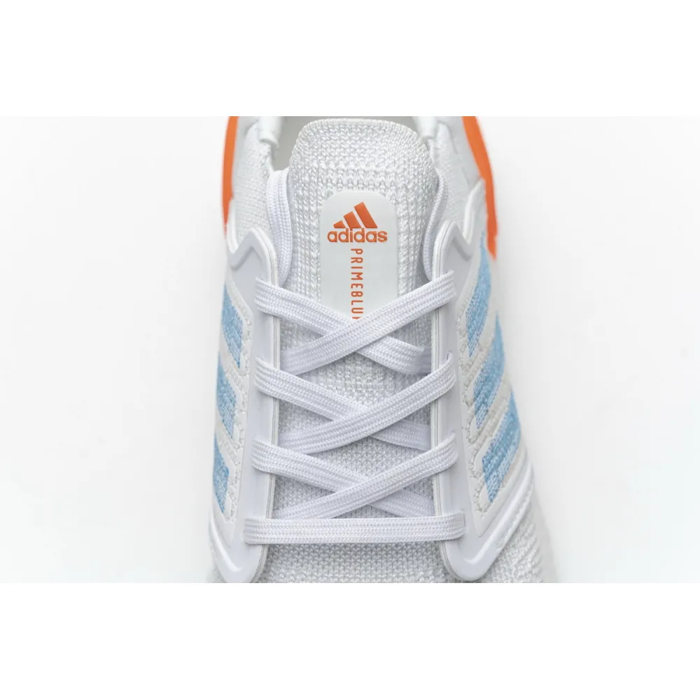 Adidas Ultra Boost 20 White Sharp Blue True Orange EG0768