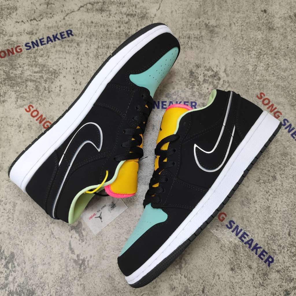 Air Jordan 1 Low Black Aurora Green Laser Orange CK3022-013