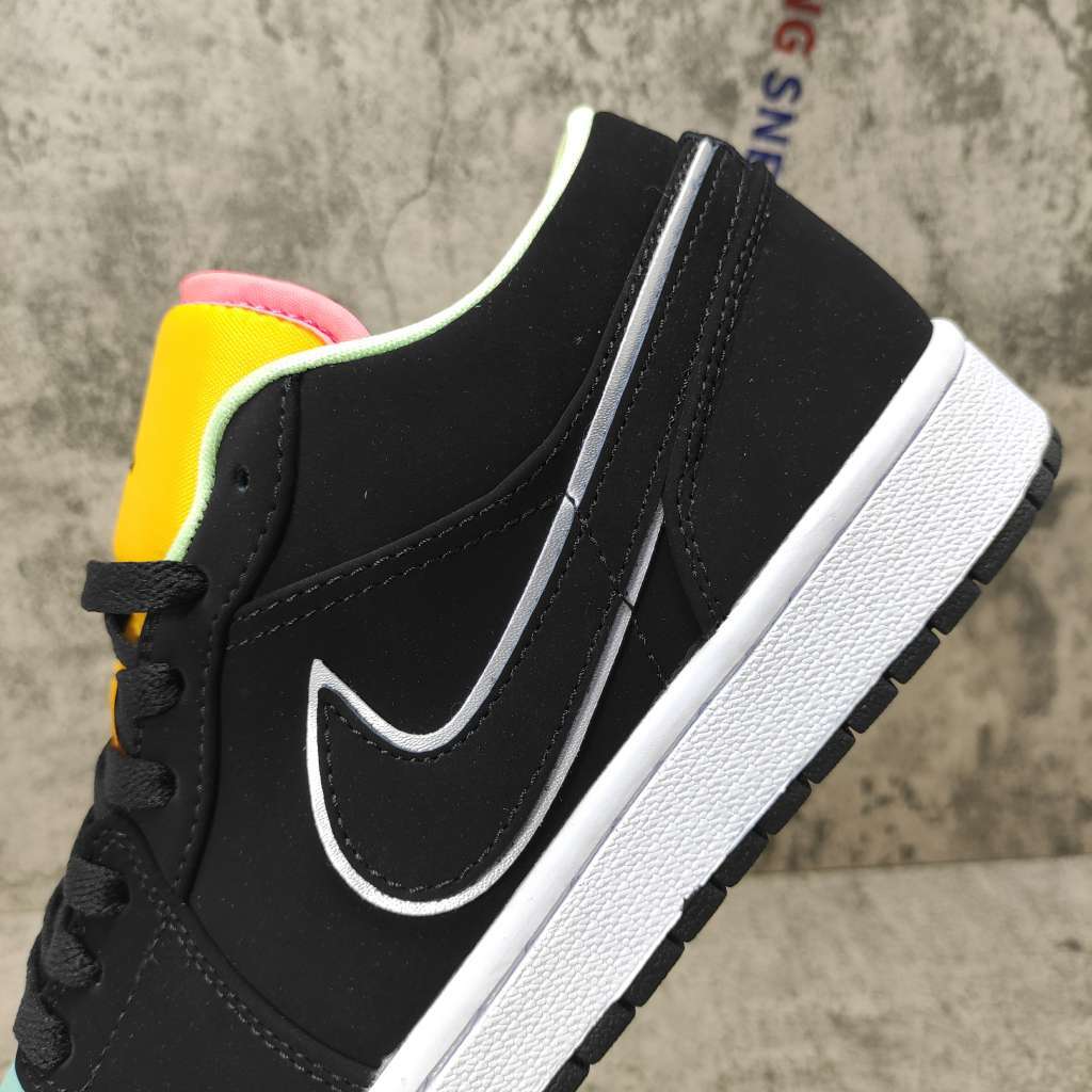 Air Jordan 1 Low Black Aurora Green Laser Orange CK3022-013