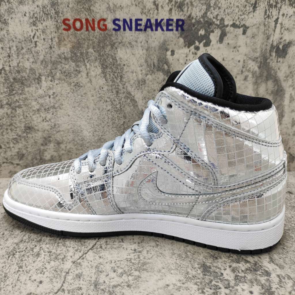 Air Jordan 1 Mid SE Disco Metallic Silver (W) CU9304-001