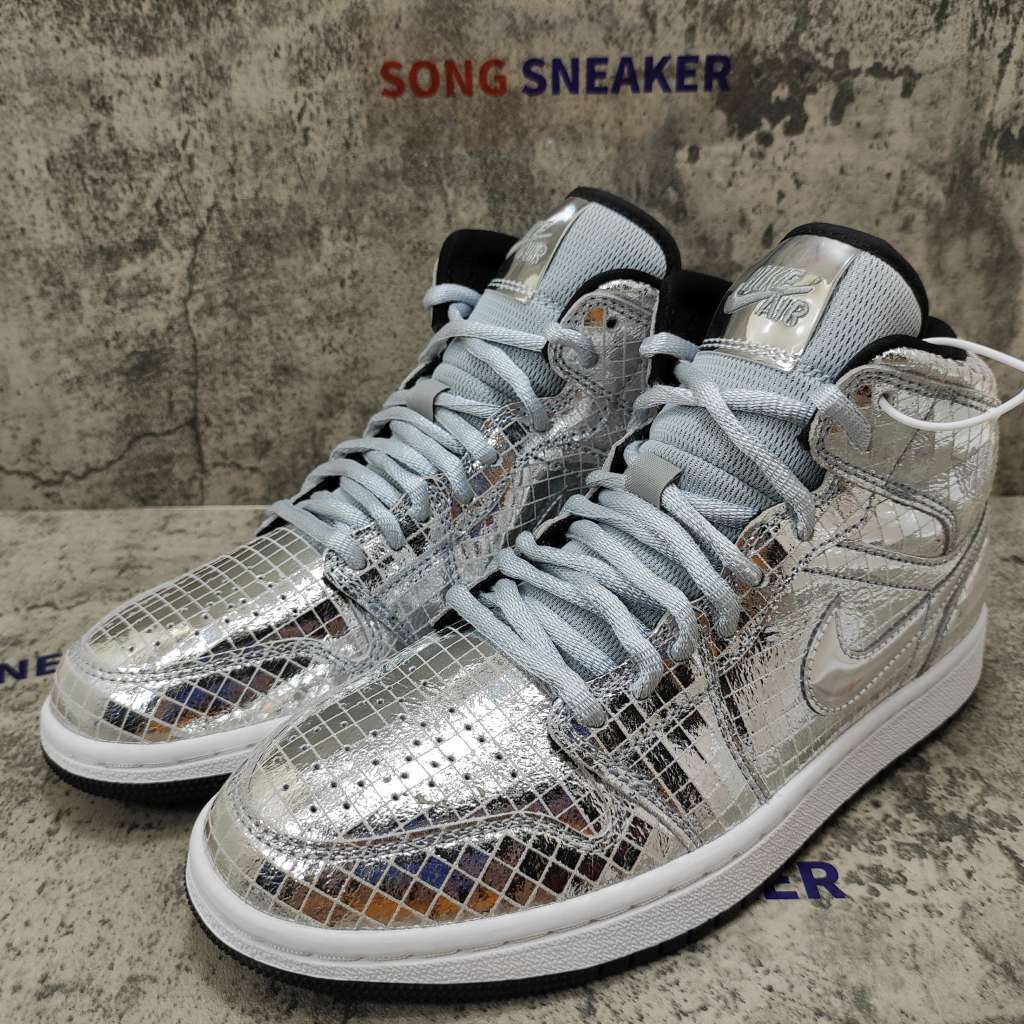 Air Jordan 1 Mid SE Disco Metallic Silver (W) CU9304-001