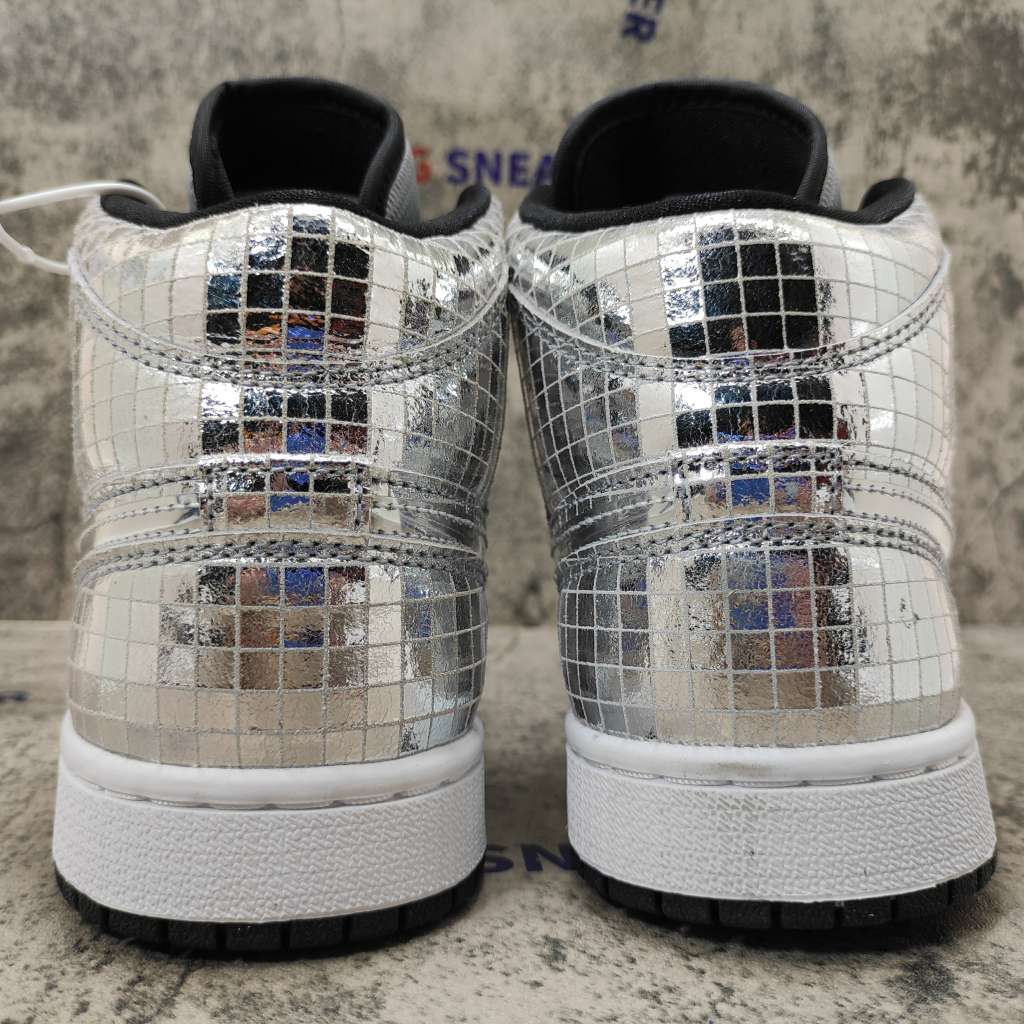 Air Jordan 1 Mid SE Disco Metallic Silver (W) CU9304-001