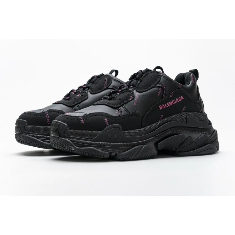 Balenciaga Triple S Letter Black Pink 524039 W2FA1 7635