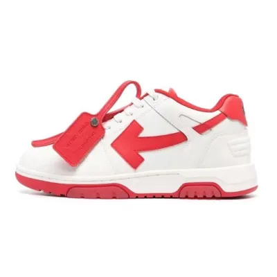 OFF-WHITE Out Of Office "OOO" Low Tops White Red OMIA189 C99LEA00 10125 01