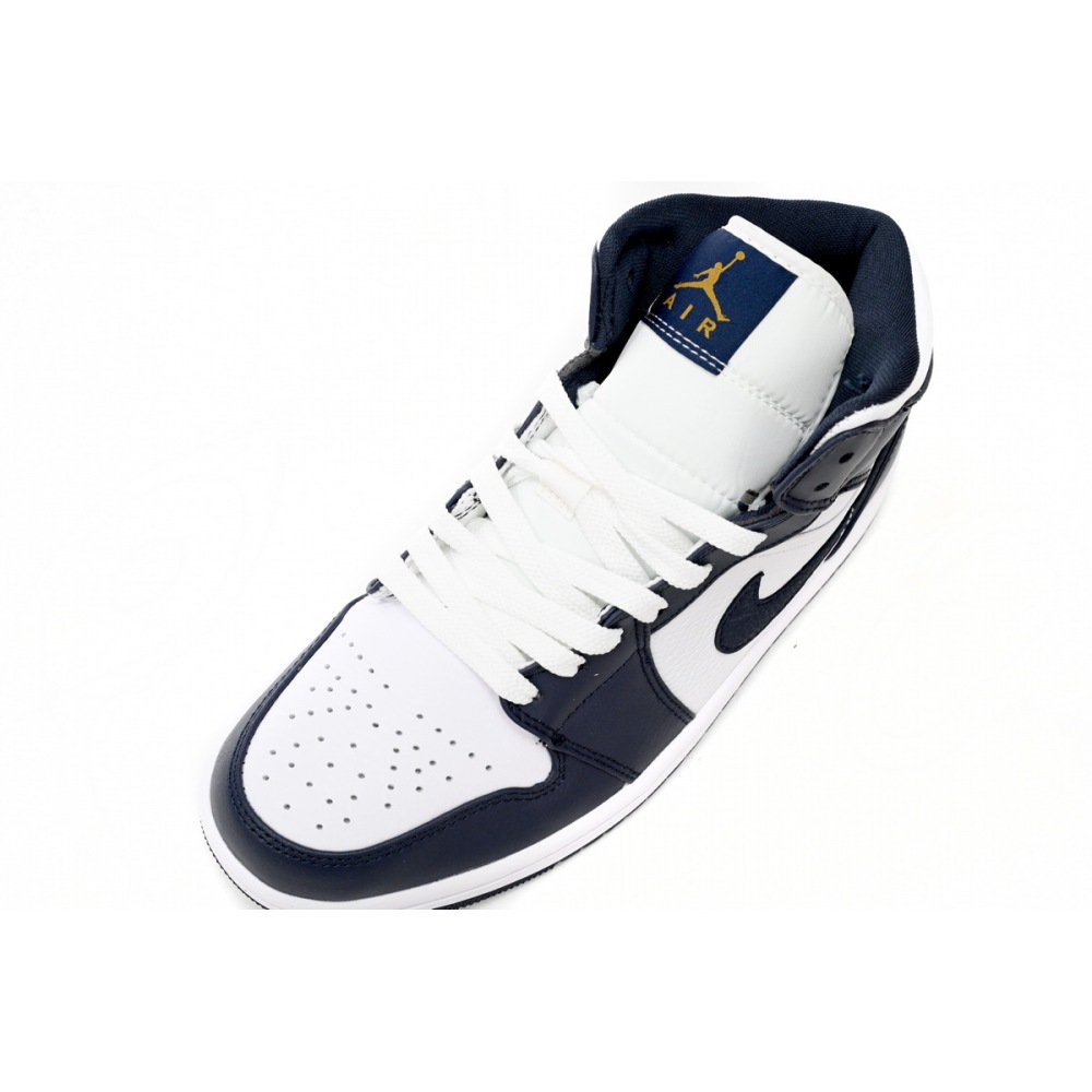 Jordan 1 Mid White Metallic Gold Obsidian (GS) 554725-174
