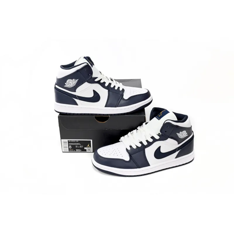 Jordan 1 Mid White Metallic Gold Obsidian (GS) 554725-174