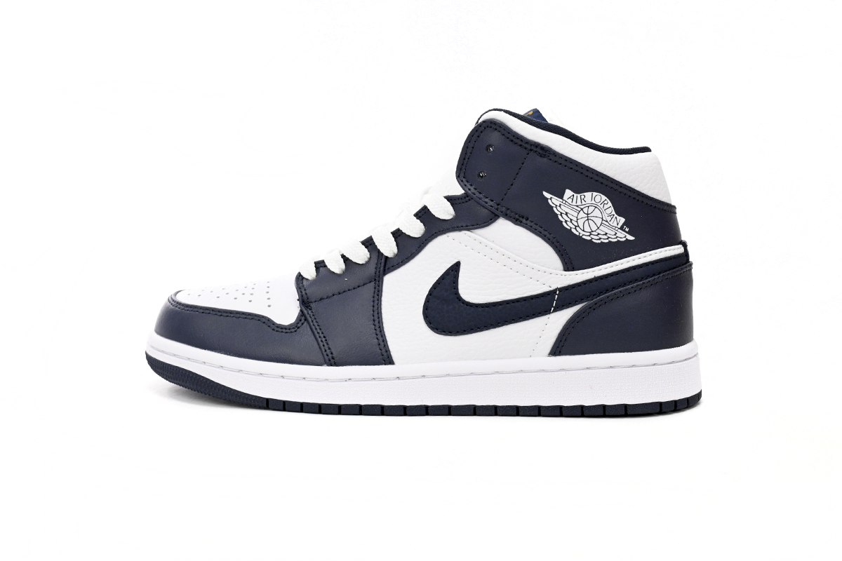 Jordan 1 Mid White Metallic Gold Obsidian (GS) 554725-174