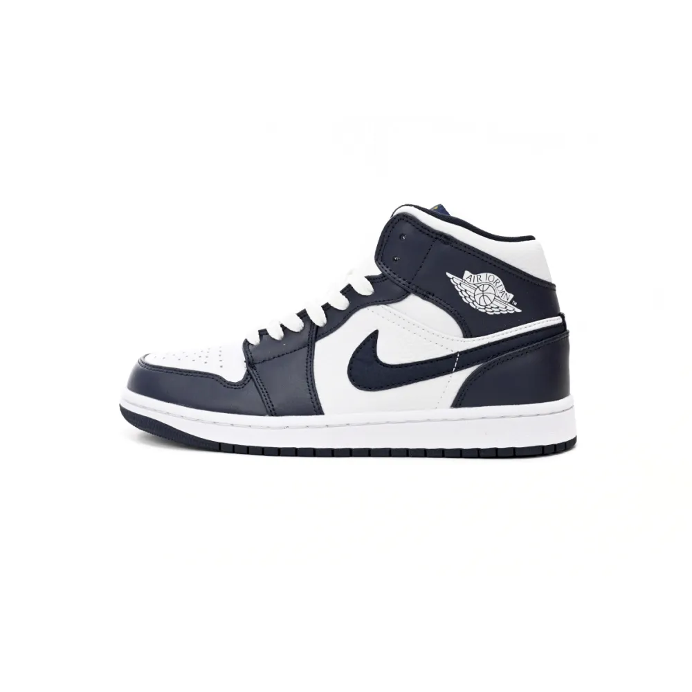 Jordan 1 Mid White Metallic Gold Obsidian (GS) 554725-174