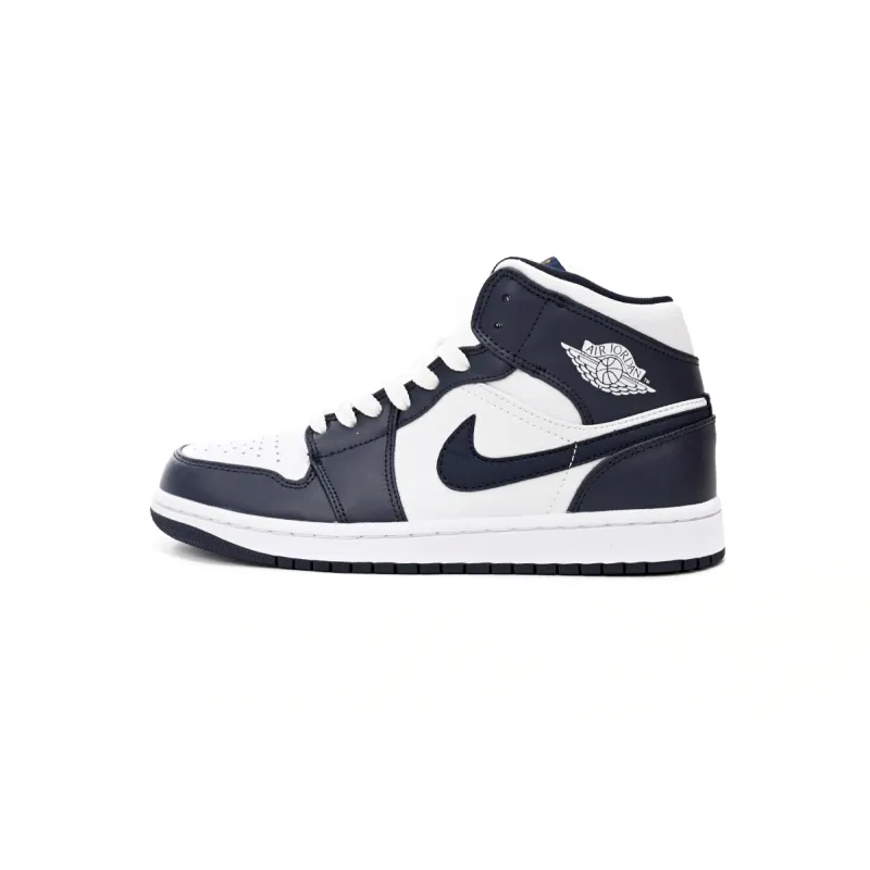 Jordan 1 Mid White Metallic Gold Obsidian (GS) 554725-174