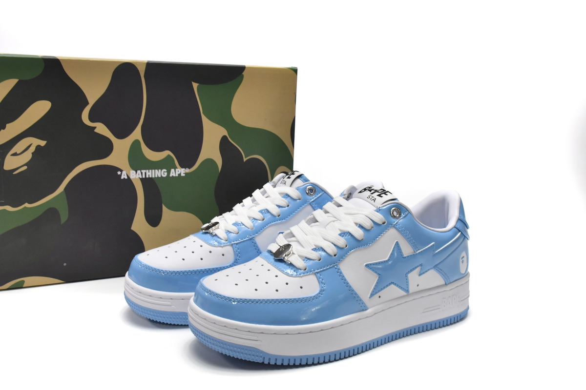 A Bathing Ape Bape Sta Patent Leather Blue White 1M70-191-001