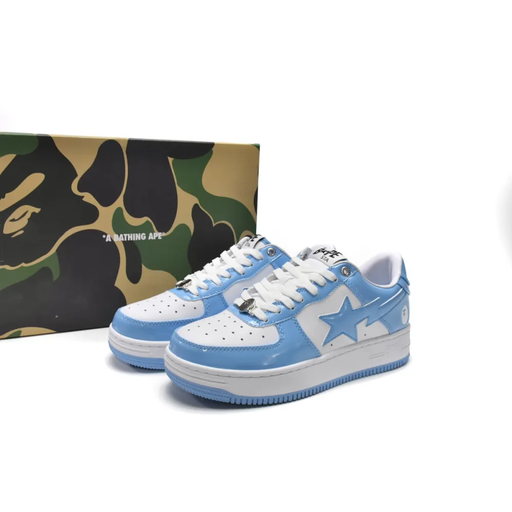 A Bathing Ape Bape Sta Patent Leather Blue White 1M70-191-001