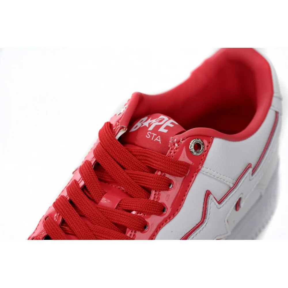 A Bathing Ape Bape Sta Patent Leather White Red 1J30-291-017