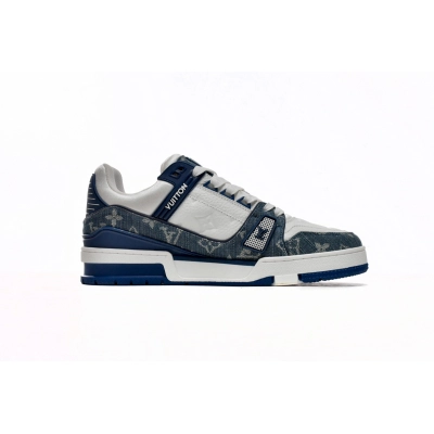 Louis Vuitton LV Trainer Monogram Denim White Blue FD0291 02