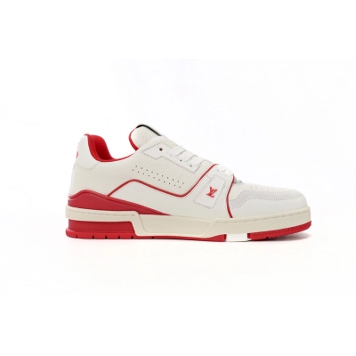 Louis Vuitton Trainer Red #54 Signature White Red 1ABFBL 02