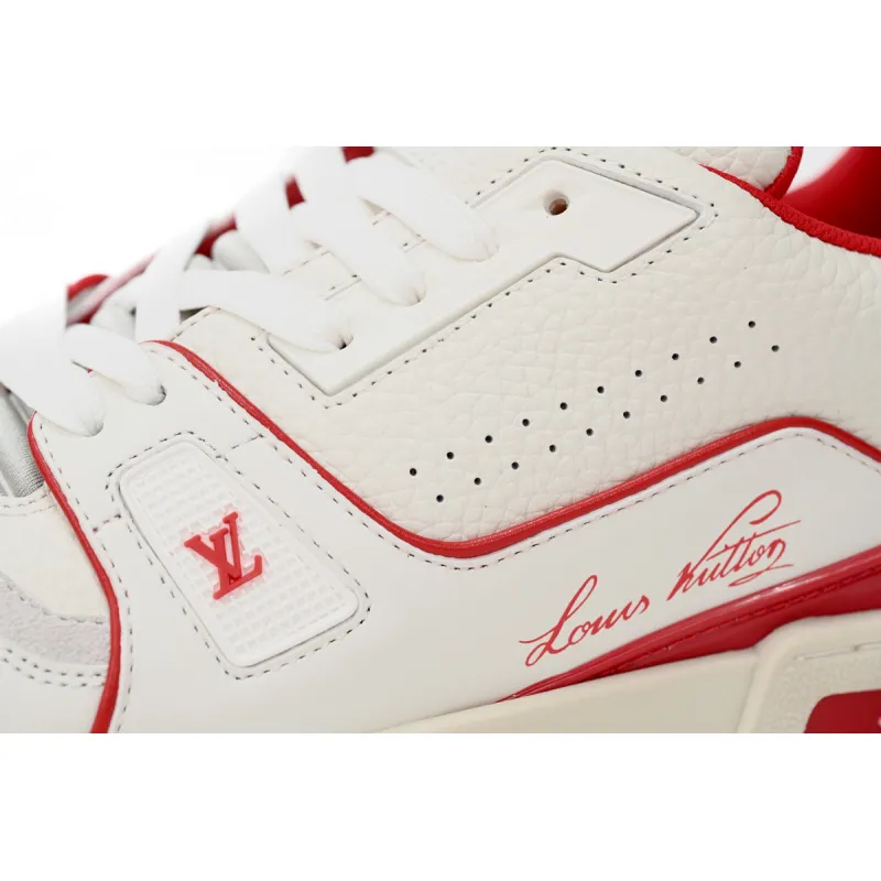 Louis Vuitton Trainer Red #54 Signature White Red 1ABFBL