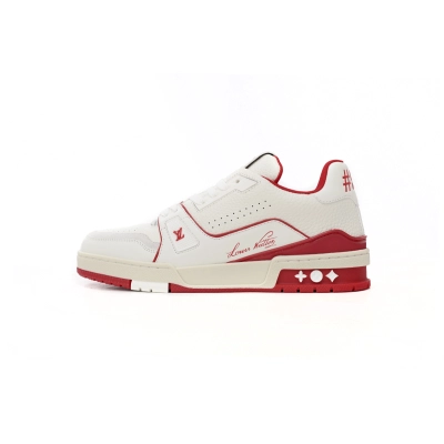 Louis Vuitton Trainer Red #54 Signature White Red 1ABFBL 01