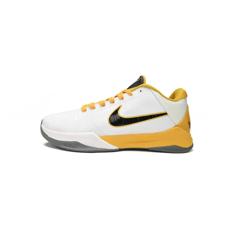 New Sale Nike Zoom Kobe 5 V X White Black Yellow Shoes 386430-104