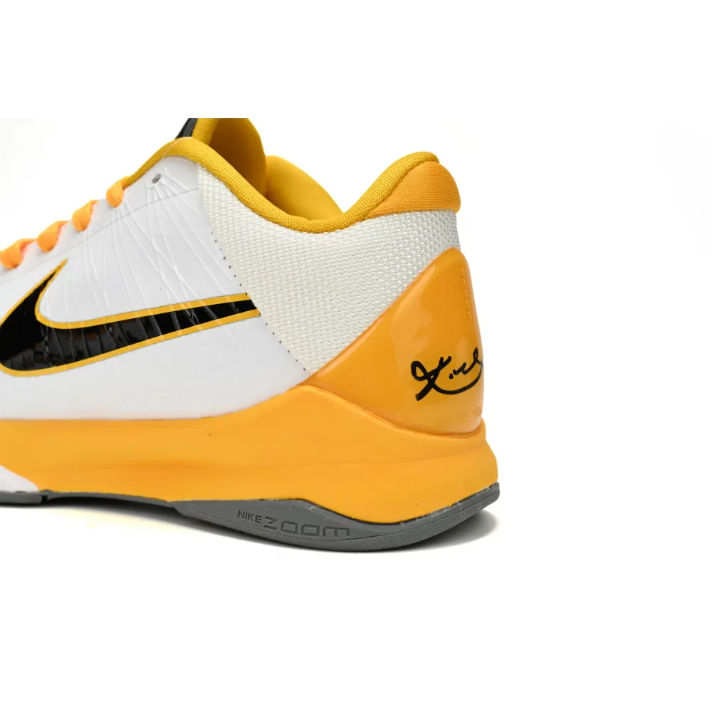 New Sale Nike Zoom Kobe 5 V X White Black Yellow Shoes 386430-104