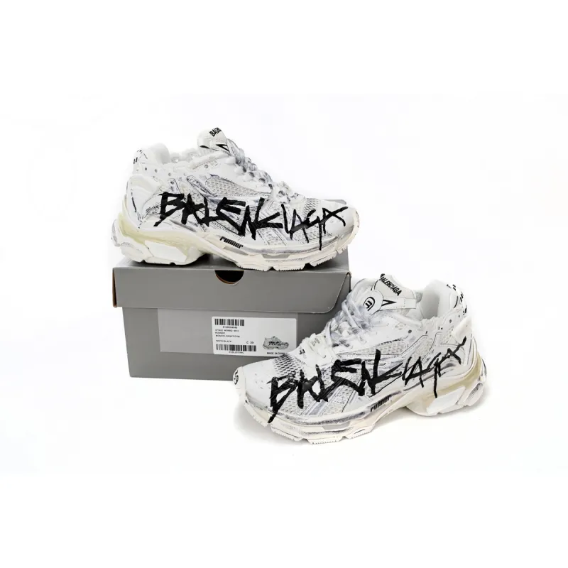 Balenciaga Runner White And Black Characters 677402 W3RBQ 9010