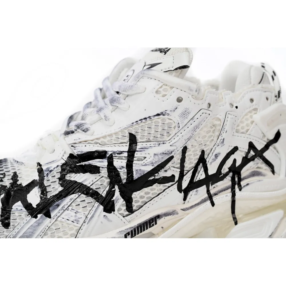 Balenciaga Runner White And Black Characters 677402 W3RBQ 9010