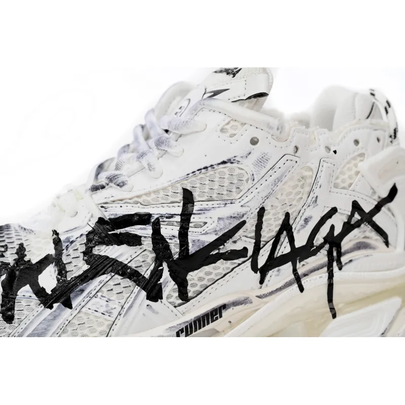 Balenciaga Runner White And Black Characters 677402 W3RBQ 9010
