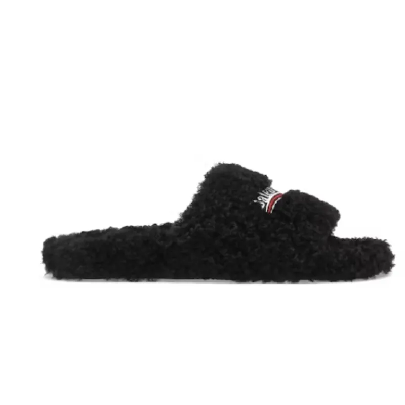Balenciaga Furry Slide Black