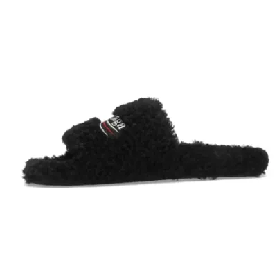 Balenciaga Furry Slide Black   01