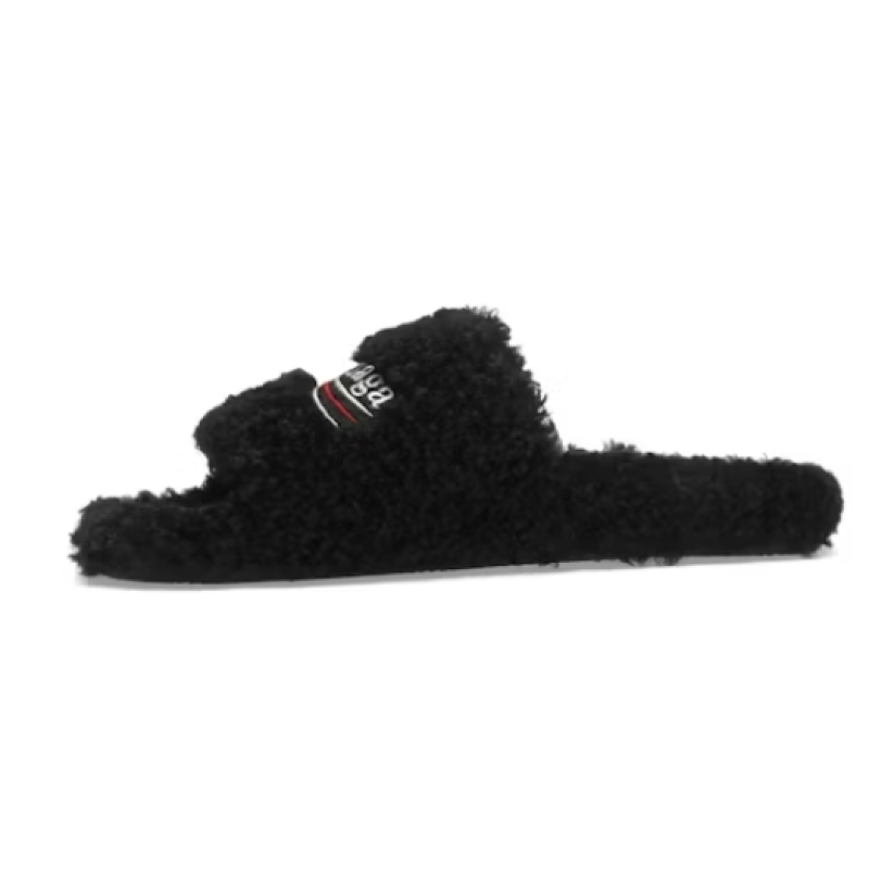 Balenciaga Furry Slide Black