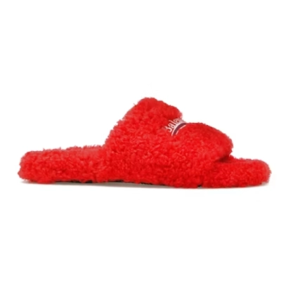 Balenciaga Furry Slide Red White 02