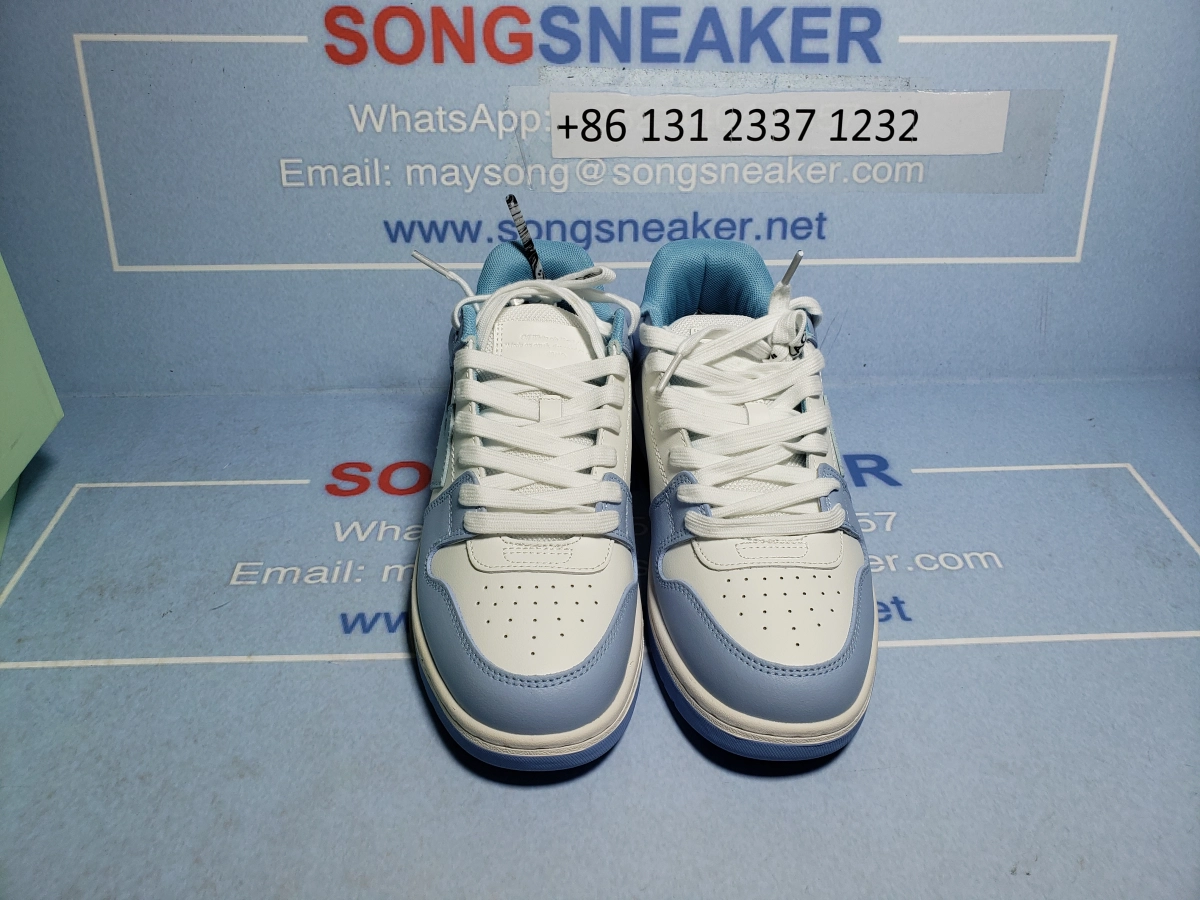 Songsneakers QC display for OFF-WHITE OOO Low Out Of Office Calf Leather White Light Blue OMIA189 C99LEA00 10140