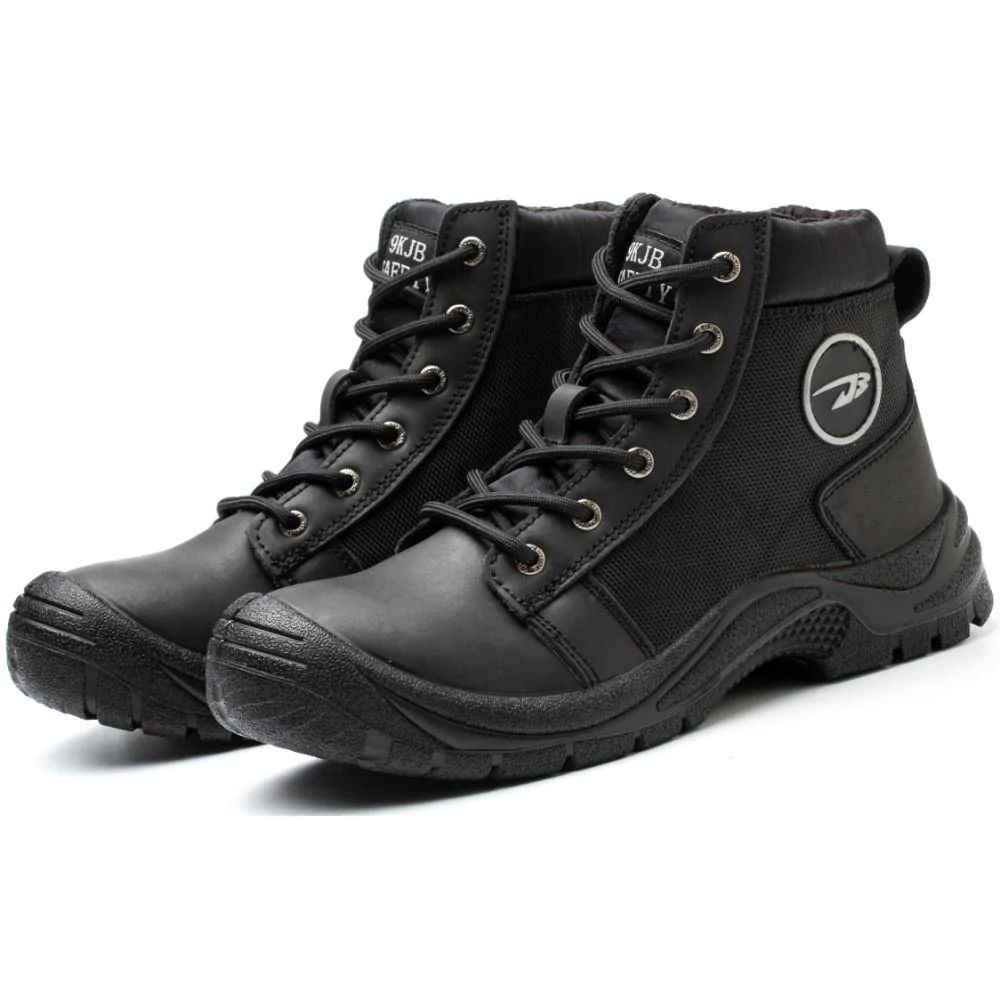 SHOPIFO Thunder Leather Work Boots 009 Black