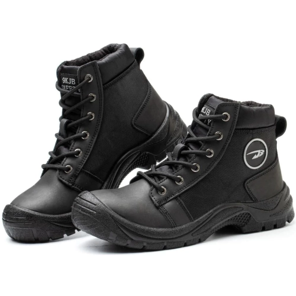 SHOPIFO Thunder Leather Work Boots 009 Black