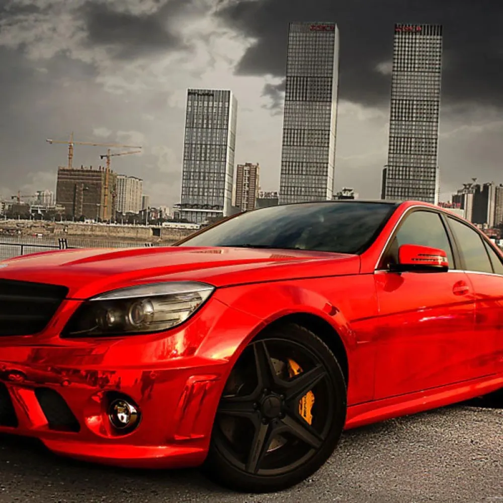 Ravoony Plus Super Gloss Chrome Red Vinyl Car Wrap