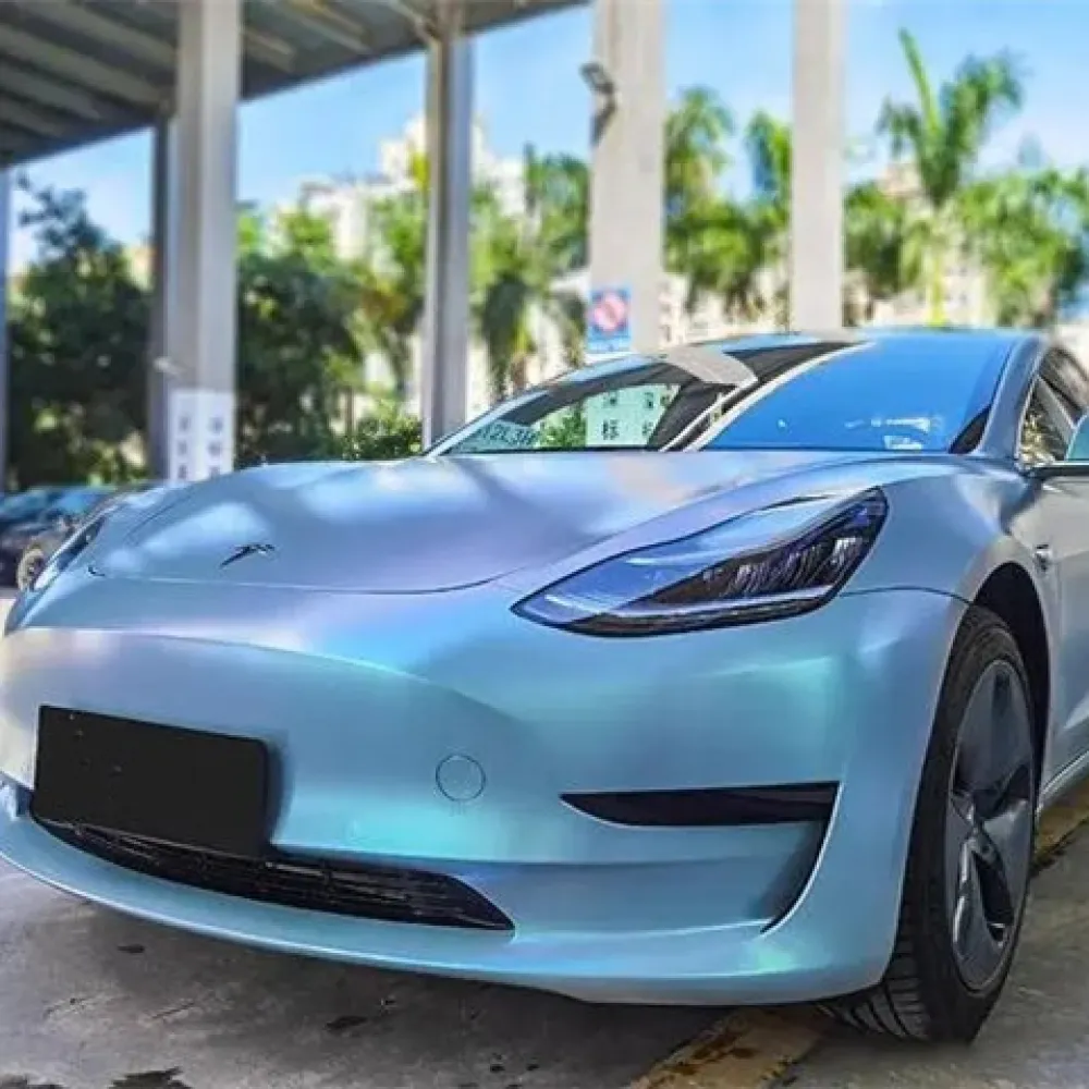 Ravoony Plus Matte Diamond Grey Blue Car Vinyl Wrap