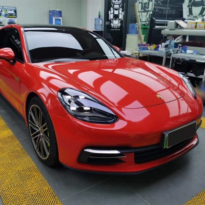 Ravoony Plus Glossy Porsche Orange Car Vinyl Wrap 02