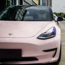 Glossy Baby Pink Car Vinyl Wrap