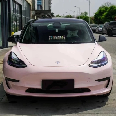 Ravoony Plus PET Glossy Baby Pink Car Vinyl Wrap 02