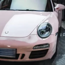 Glossy Baby Pink Car Vinyl Wrap