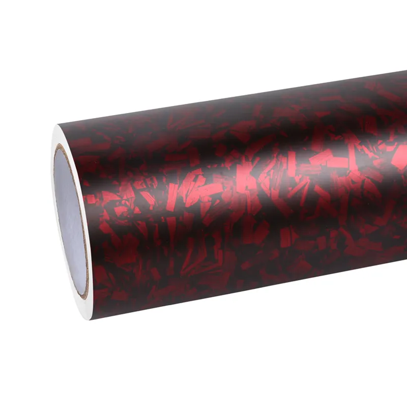 PET Marble Forged Gloss Carbon Fiber Textured Red Vinyl Wrap