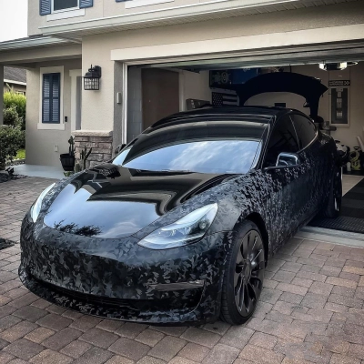 Ravoony Plus 3D Ghost Camouflage Black Vinyl Wrap 02