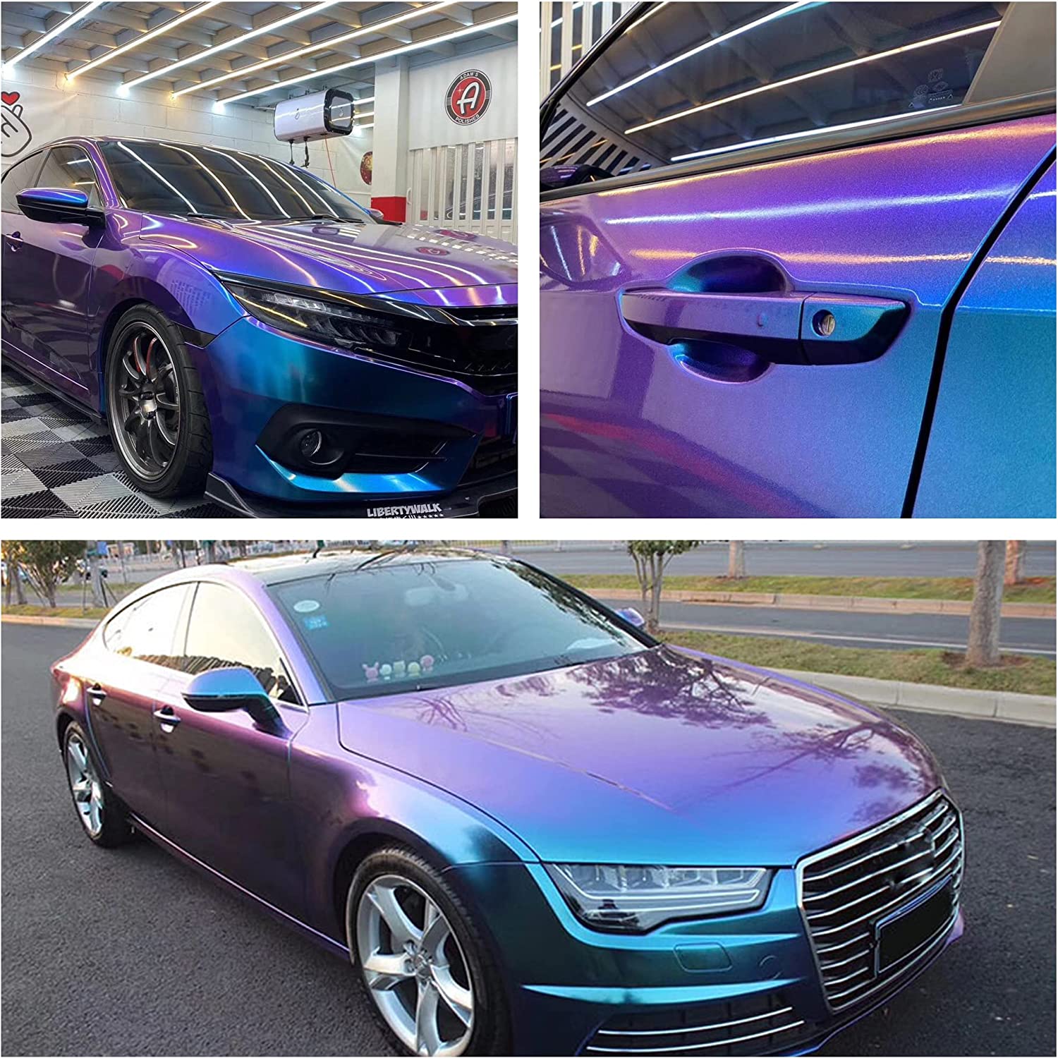 Ravoony Plus Purple And Blue Chameleon Car Wrap