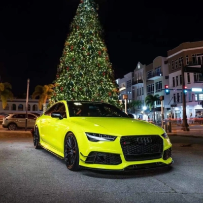 Ravoony Plus BMW Gloss Satin Neon Yellow Car Vinyl Wrap 02