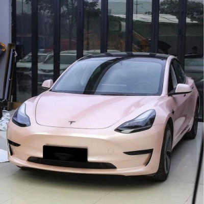 Ravoony Plus Gloss Macaron Peach Pink Vinyl Car Wrap 02